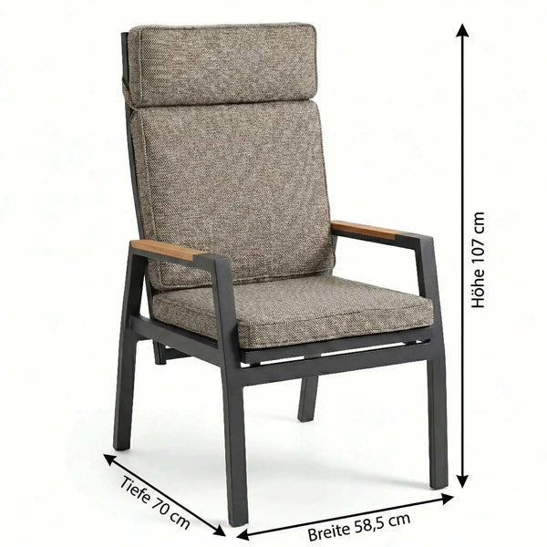 Positionsstuhl "Spoga" mit Teakholz Armlehnen