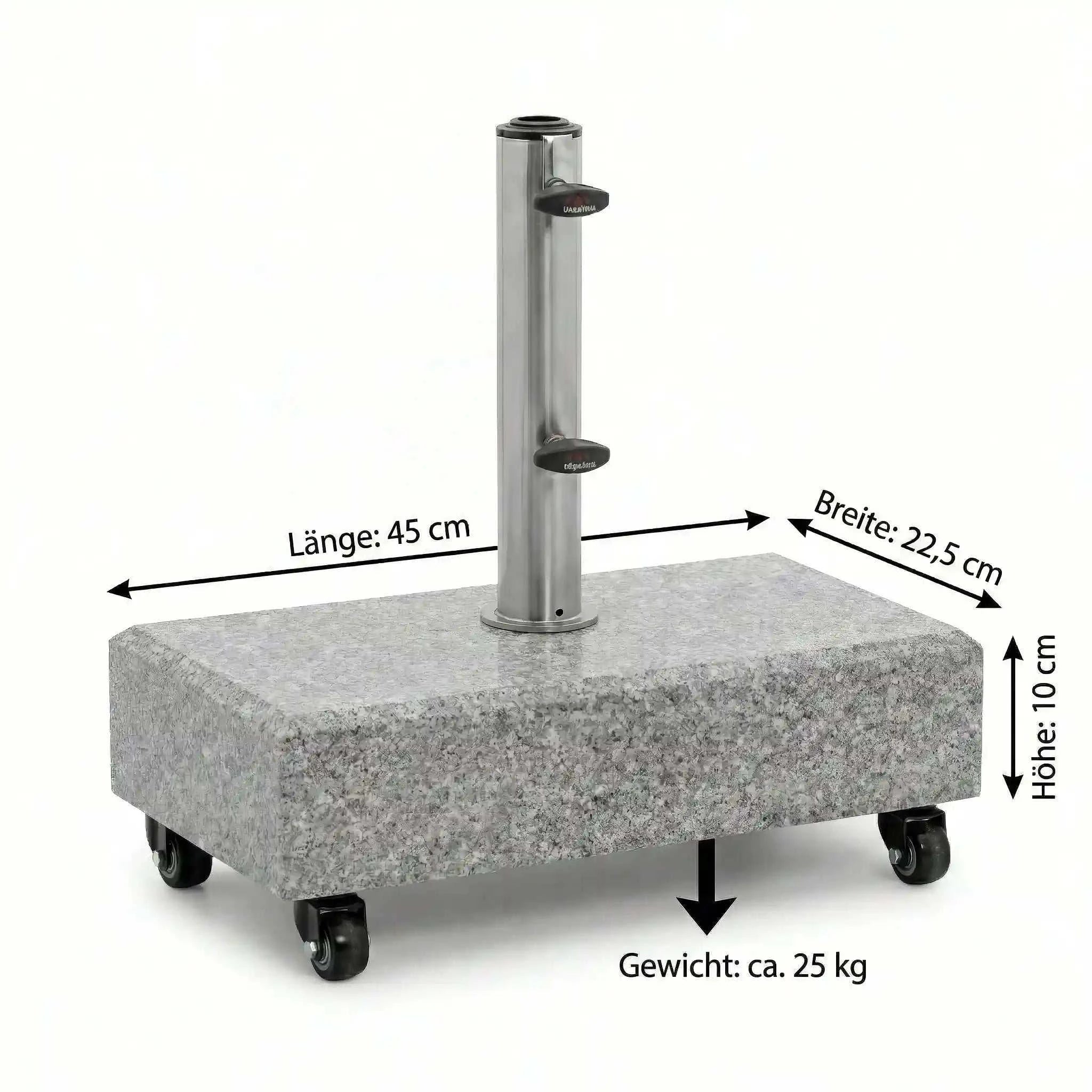 Granitsockel rollbar 25 kg für flexiblen Balkon-Sonnenschirm mit rechteckiger Form