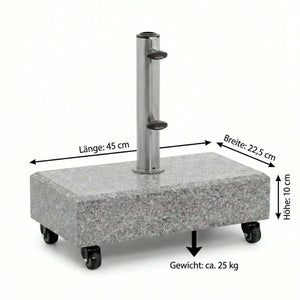 Granitsockel rollbar 25 kg für flexiblen Balkon-Sonnenschirm mit rechteckiger Form