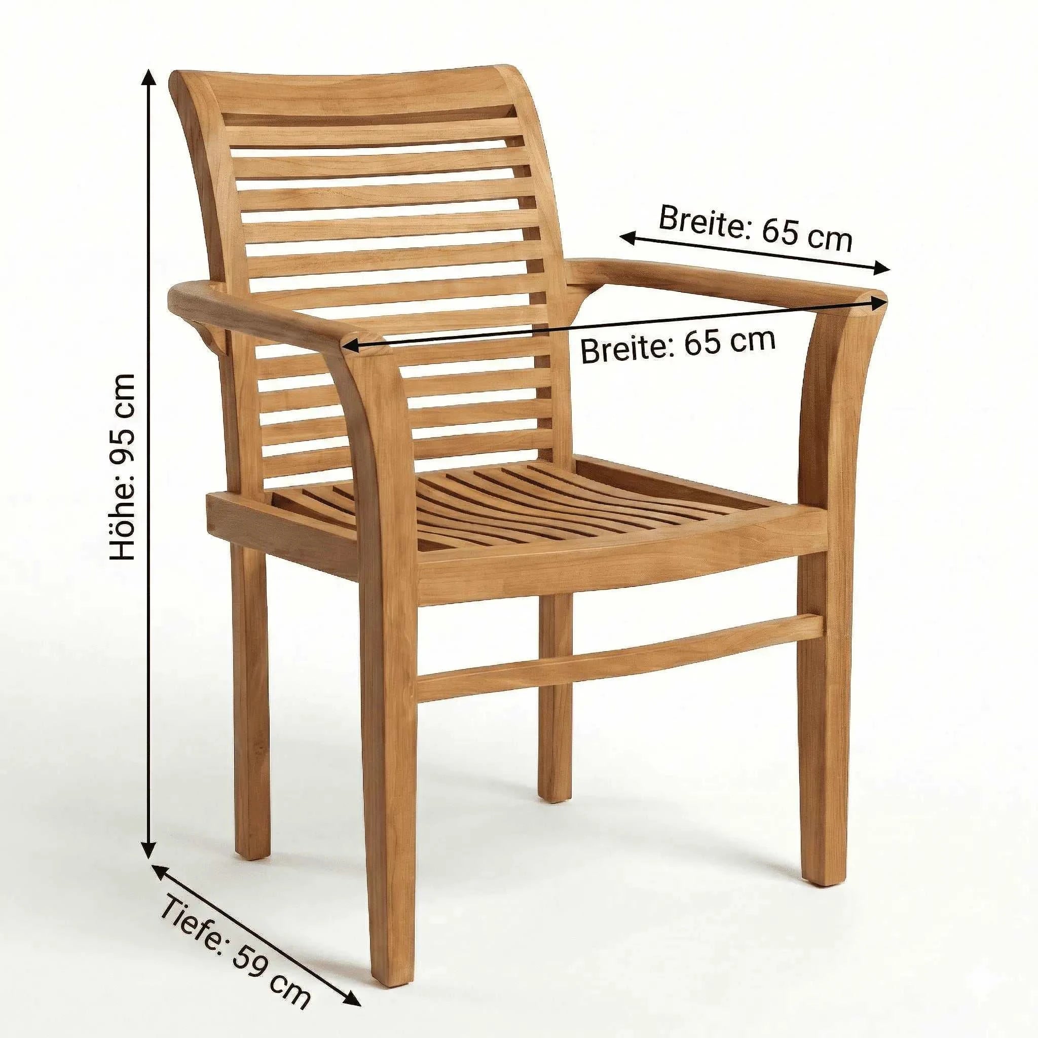 Stapelstuhl Curve aus Teakholz in Sterling mit stapelbarer Funktion für Garten und Terrasse