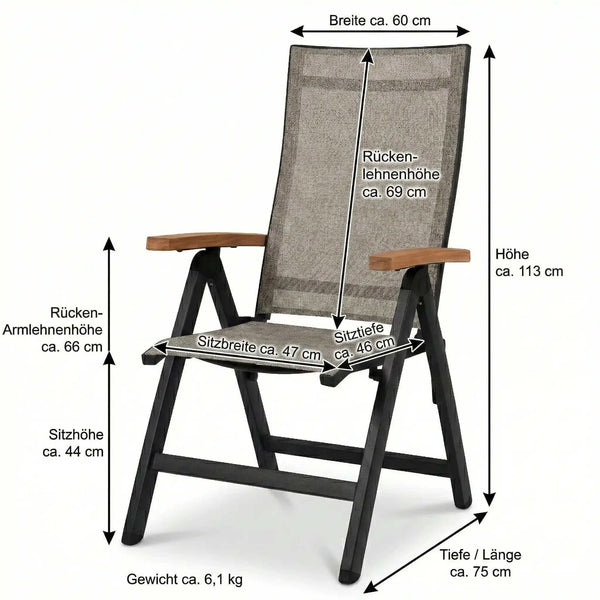 Klappsessel New Top 5-fach verstellbar aus wetterfestem Aluminium und schnell trocknendem Textilene