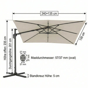 Ampelschirm Active Pendel Green Edition für enge Balkone, 360° drehbar, höhenverstellbar, nachhaltiger UV-Schutz