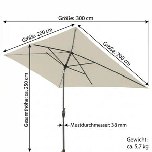 Rechteckiger Sonnenschirm myZone Auto Tilt 300x200 cm mit automatischer Neigefunktion und UV-Schutz