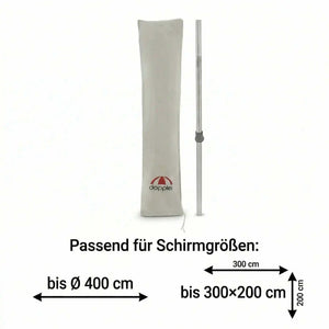 Schutzhülle Active Mittelmastschirm grau aus Polyester fürs Außenzelt bis 400 cm mit Reißverschluss und integriertem Stab