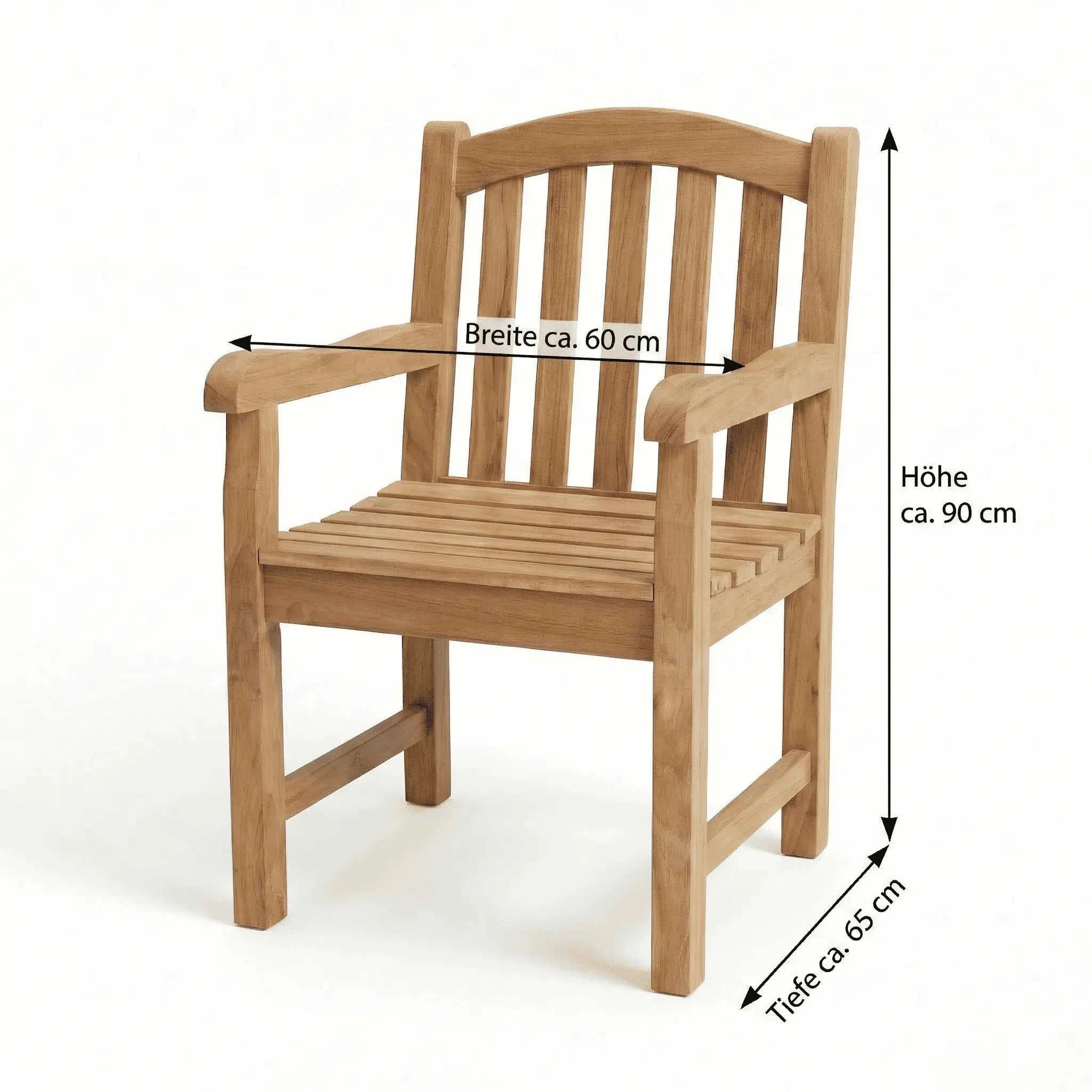 Gartensessel Carlton aus Teakholz in Sterling Farbe für Terrasse und Balkon