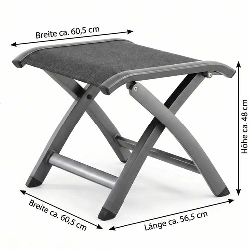 Moderner Gartenhocker Kensington aus pulverbeschichtetem Aluminium mit wetterfester Textilen-Sitzfläche für Innen- und Außenbereich