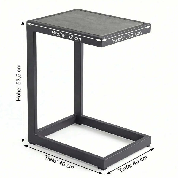 Beistelltisch "Sondrino" mit Keramikplatte in Beton-Optik
