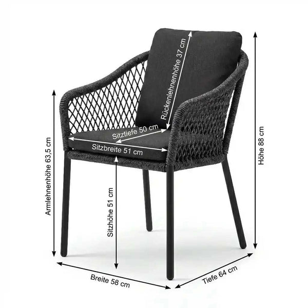 Gartensessel "Odea" Vierfuß inkl. Sitz- & Rückenkissen