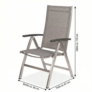 Klappsessel "Mika" aus Edelstahl mit Aluminiumarmlehnen