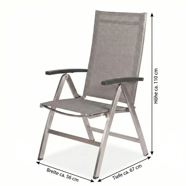 Klappsessel "Mika" aus Edelstahl mit Aluminiumarmlehnen