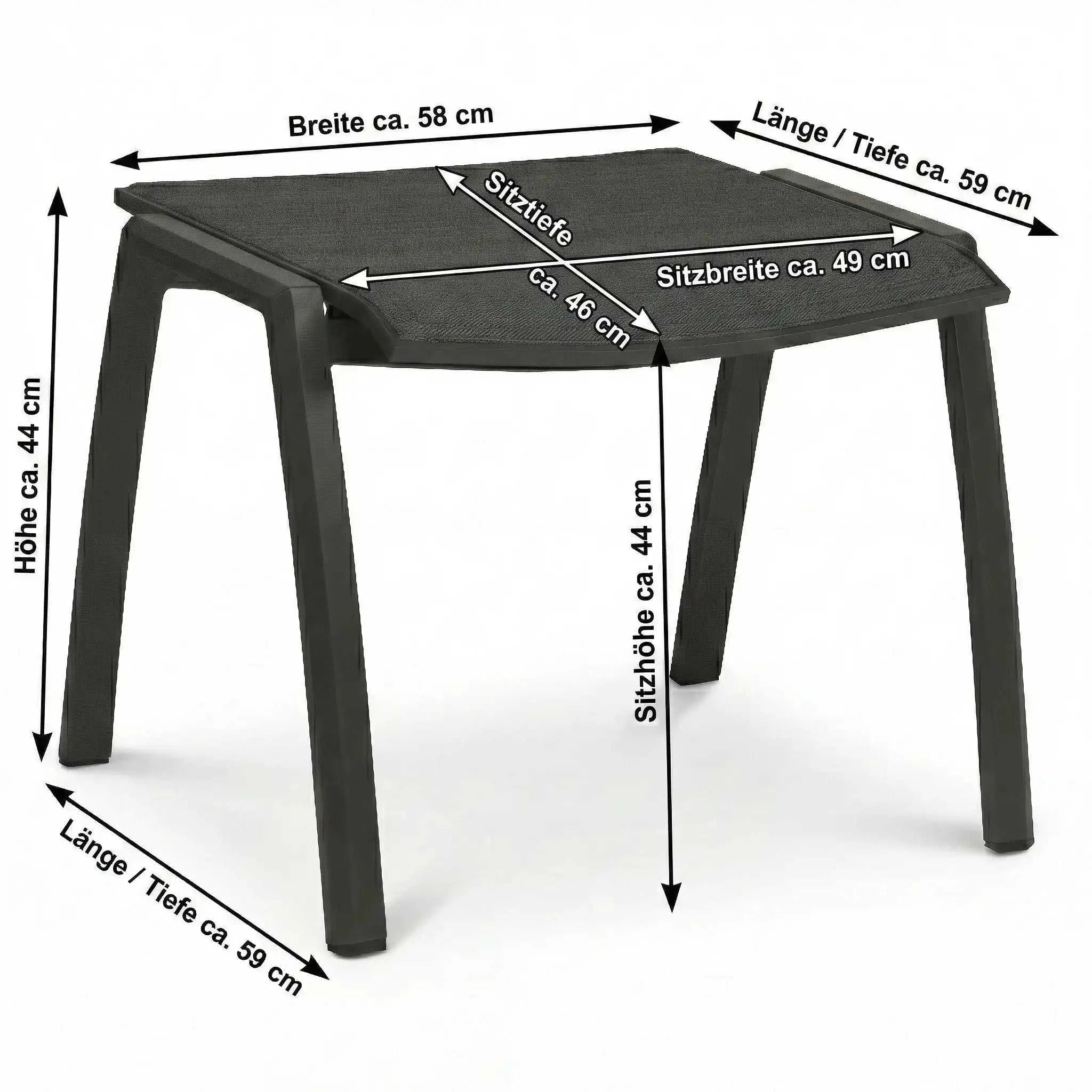 Gartenhocker Kari aus pulverbeschichtetem Aluminium mit wasserfester Textil-Sitzfläche in Anthrazit