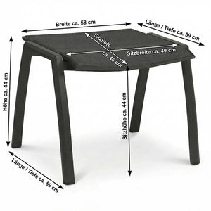 Gartenhocker Kari aus pulverbeschichtetem Aluminium mit wasserfester Textil-Sitzfläche in Anthrazit