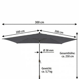 Rechteckiger Sonnenschirm myZone Auto Tilt 300x200 cm mit UV-Schutz und automatischer Neigefunktion