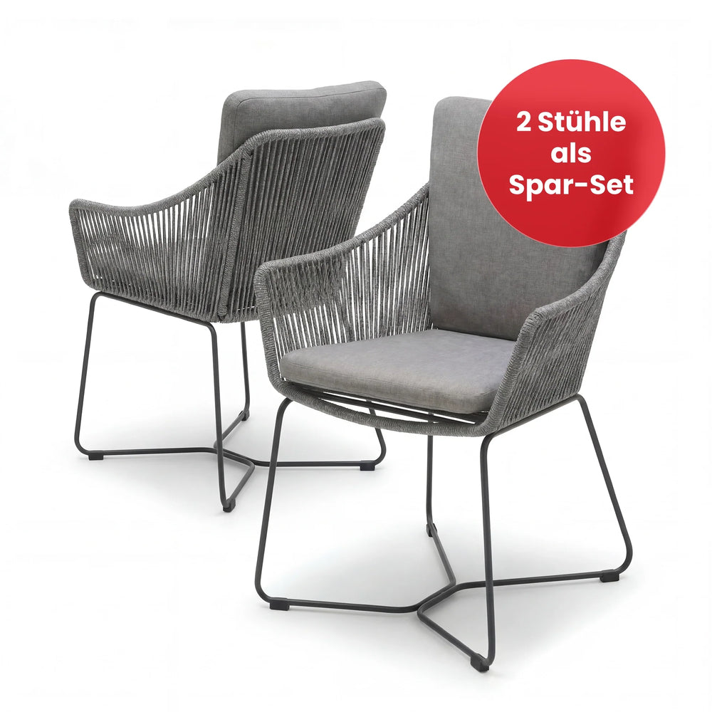 Moderner Armlehnstuhl Palau mit hohem Rücken, Aluminiumgestell und Teakholz-Armlehnen für Outdoor-Bereich