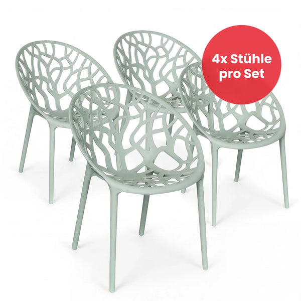 4er Set Stapelstuhl Lanzarote schwarz aus Polypropylen, stapelbar und wetterfest