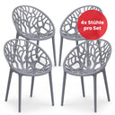 4er Set stapelbarer schwarzer Stapelstuhl Lanzarote aus Kunststoff robust und witterungsbeständig