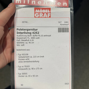 Polstergarnitur in Anthrazit mit Hocker & verstellbaren Kopfstützen