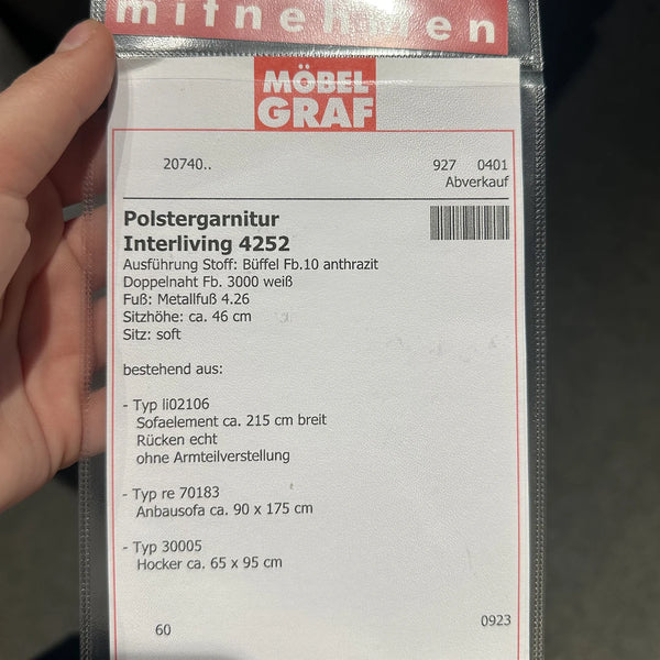 Polstergarnitur in Anthrazit mit Hocker & verstellbaren Kopfstützen