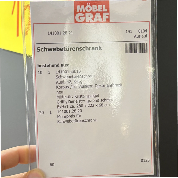 Schwebetürenschrank in Anthrazit – 3-türig mit Spiegel-Mitteltür