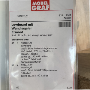 Lowboard Ermont mit Wandregalen