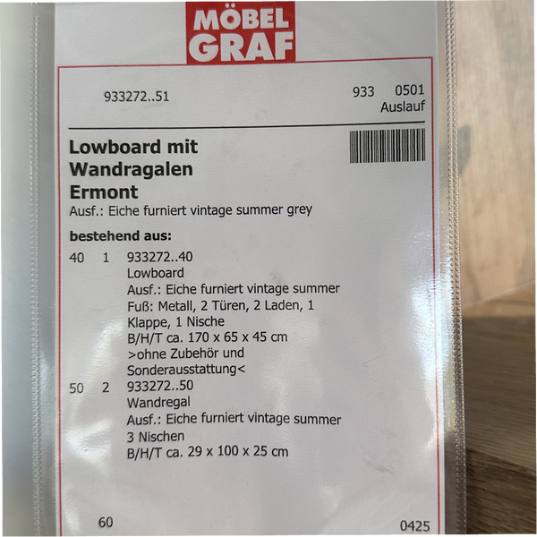 Lowboard Ermont mit Wandregalen