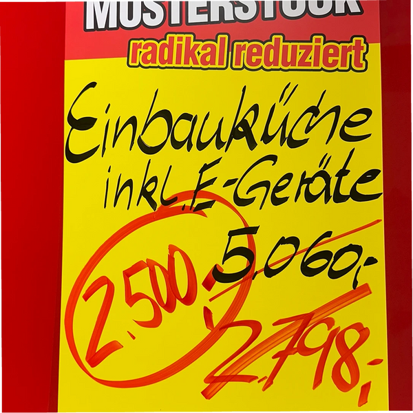 Küche Win Musterküche – Kompakte L-Küche in Weiß matt & Rot inkl. Zanker-Geräten