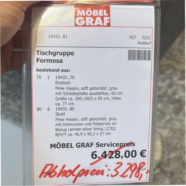 Tischgruppe Formosa – massive Pinie für die ganze Familie