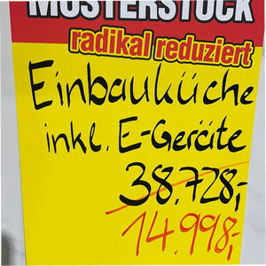 Küche Culineo Musterküche – Grifflose L-Küche in Jade matt & Marmor-Optik inkl. E-Geräten