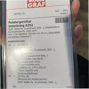 Polstergarnitur in Anthrazit (Büffel-Optik) mit Kopfteilverstellung