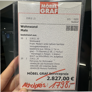 Wohnwand Malo mit Glasvitrine, TV-Element & LED