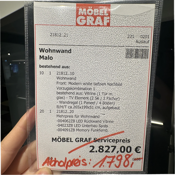 Wohnwand Malo mit Glasvitrine, TV-Element & LED