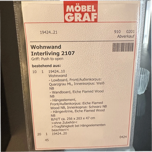 Wohnwand in Quarzgrau & Eiche Flamed Wood