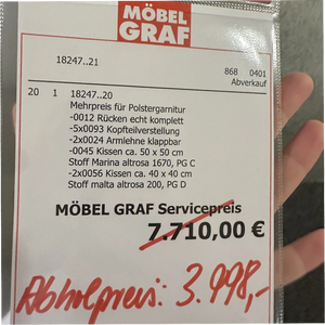 Polstergarnitur in Grau mit 5× Kopfteilverstellung & klappbaren Armlehnen