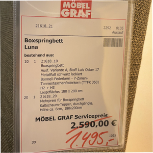 Boxspringbett „Luna" – Hotelkomfort in warmem Ocker