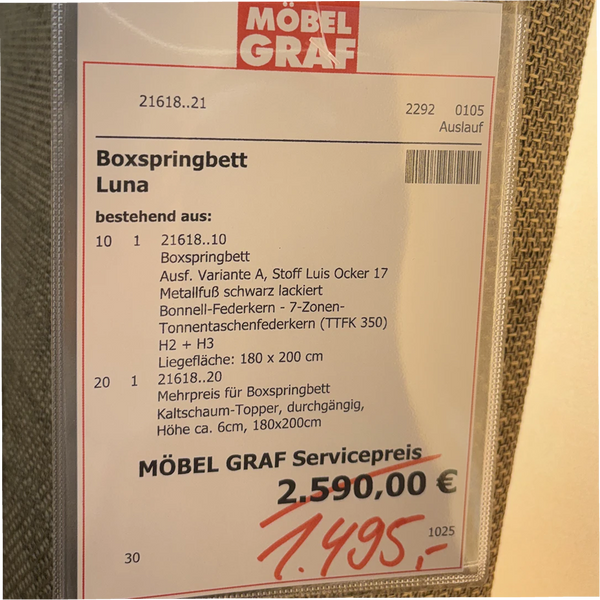 Boxspringbett „Luna" – Hotelkomfort in warmem Ocker