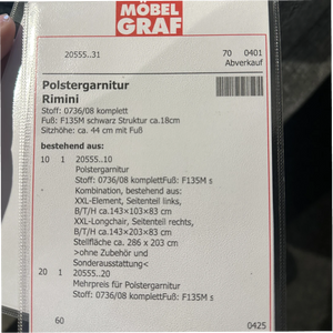 Polstergarnitur Rimini in Hellgrau mit Longchair & verstellbaren Kopfstützen