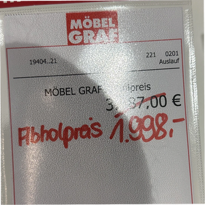 Wohnwand in Balkeneiche Bianco mit Vitrine & LED-Beleuchtung