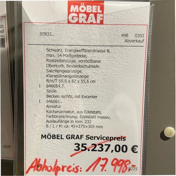 Inselküche – Cashmere-Grau matt & Eiche-Optik inkl. Siemens- & Bauknecht-Geräten