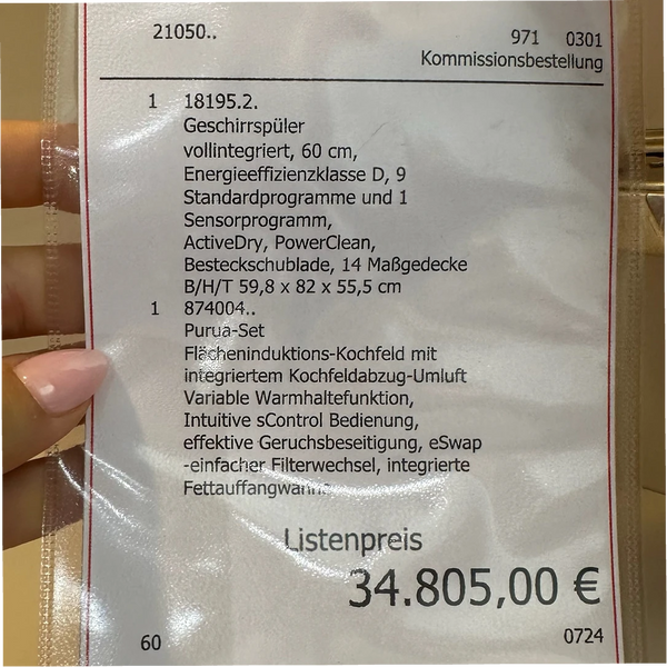 Landhaus-Musterküche in Altrosa inkl. E-Geräte (BORA Purua)