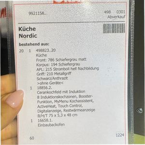 Küche Nordic Musterküche – Landhausküche in Schiefergrau matt inkl. E-Geräten