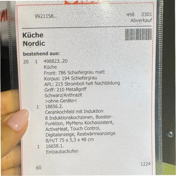 Küche Nordic Musterküche – Landhausküche in Schiefergrau matt inkl. E-Geräten