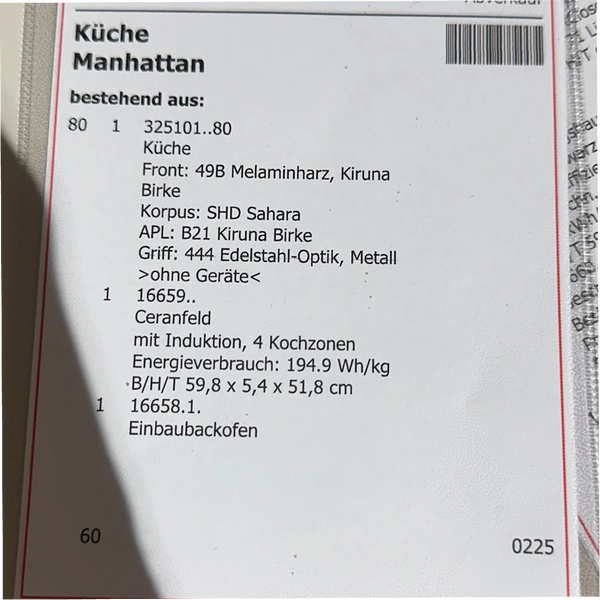 Einbauküche „Manhattan" in L-Form inkl. E-Geräte – Ausstellungsstück