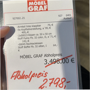 Polstergarnitur in Anthrazit (Büffel-Optik) mit Kopfteilverstellung