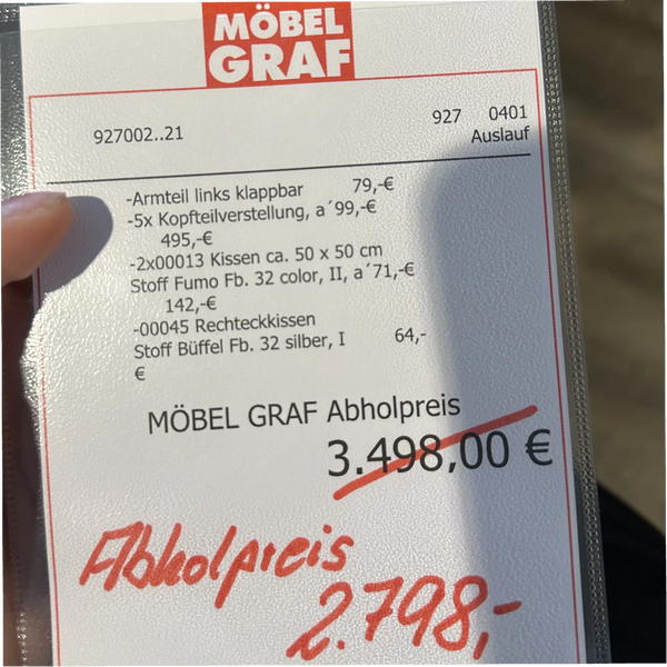 Polstergarnitur in Anthrazit (Büffel-Optik) mit Kopfteilverstellung