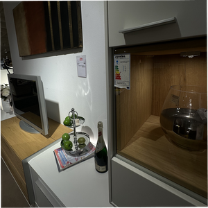 Wohnwand mit Asteiche & LED