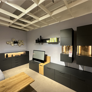 Wohnwand mit Asteiche & LED