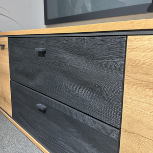 Wohnwand-Set in Alteiche natur & Carbongrau (inkl. Sideboard & Couchtisch)