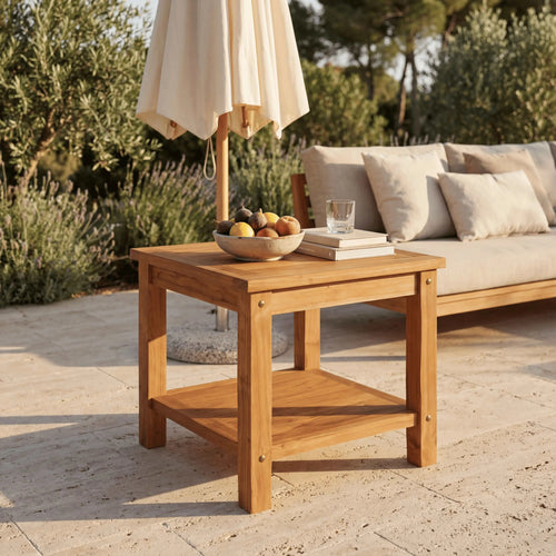 Moderner Beistelltisch aus robustem Teakholz für Garten und Terrasse
