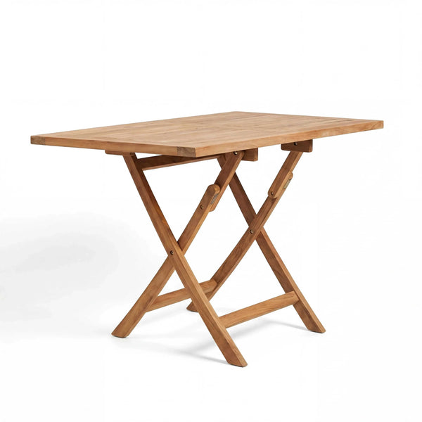 Kompakter Klapptisch Solo aus Sterlingsfarbenem Teakholz für Balkon und Terrasse
