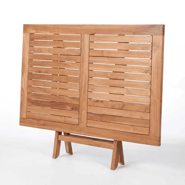 Kompakter Klapptisch Solo aus Teakholz in Sterling für Balkon und Garten